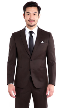 Belmont Notch Lapel Tweed Rich Brown Suit With Peak Stiching.