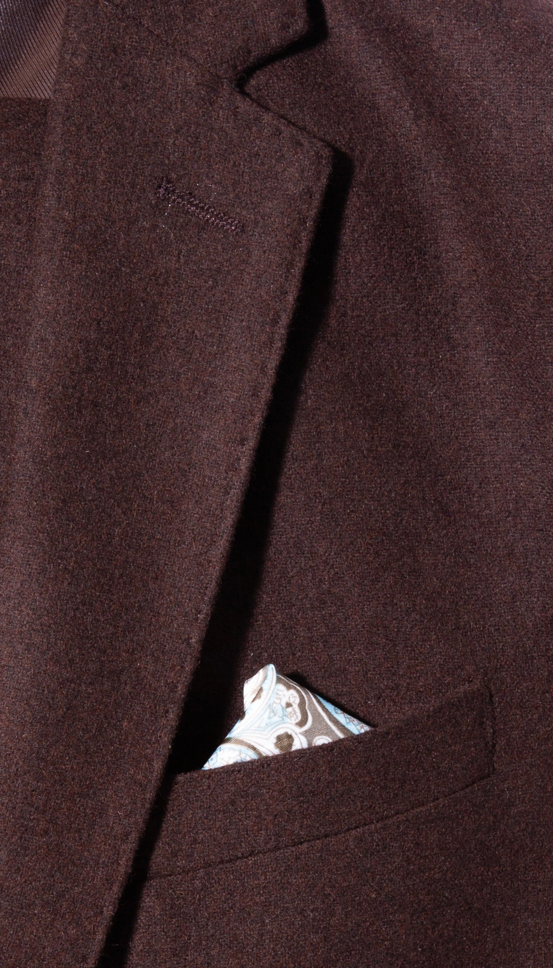 Belmont Notch Lapel Tweed Rich Brown Suit With Peak Stiching.