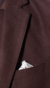Belmont Notch Lapel Tweed Rich Brown Suit With Peak Stiching.