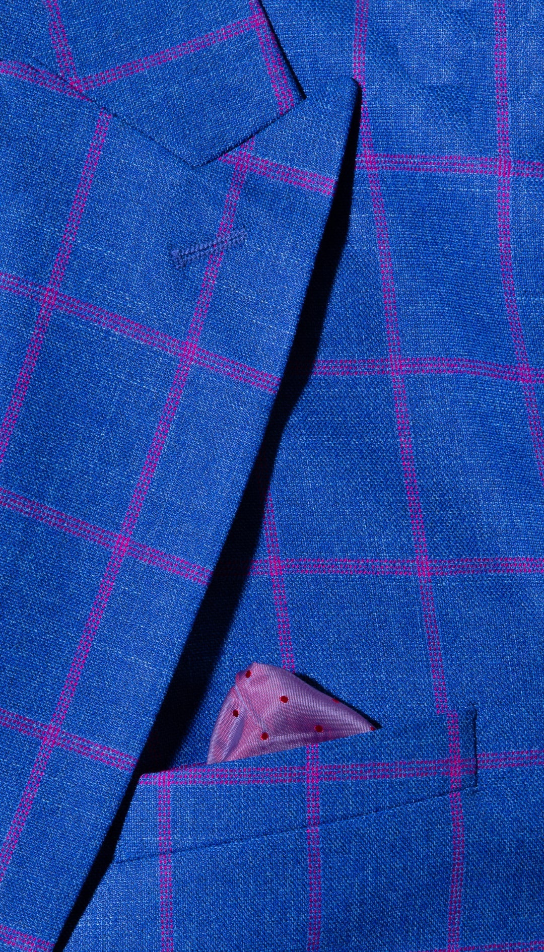 The Kingston Mens Blue Checker Slim Fit 3 Piece Suit