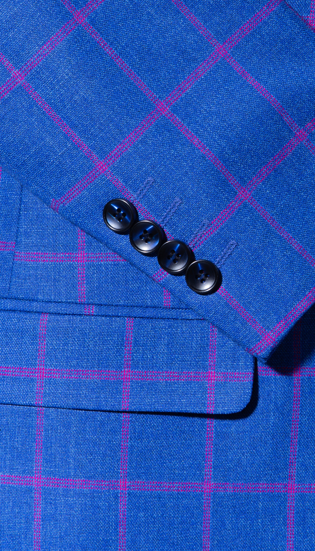 The Kingston Mens Blue Checker Slim Fit 3 Piece Suit