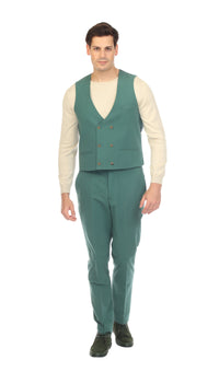 Men's Hunter Green Grant Double Breasted Seersucker Vest