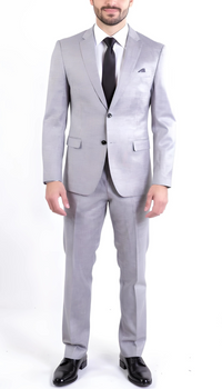 Ferrecci Nelson Men's Grey 2 Button Slim Fit Notch Lapel Suit