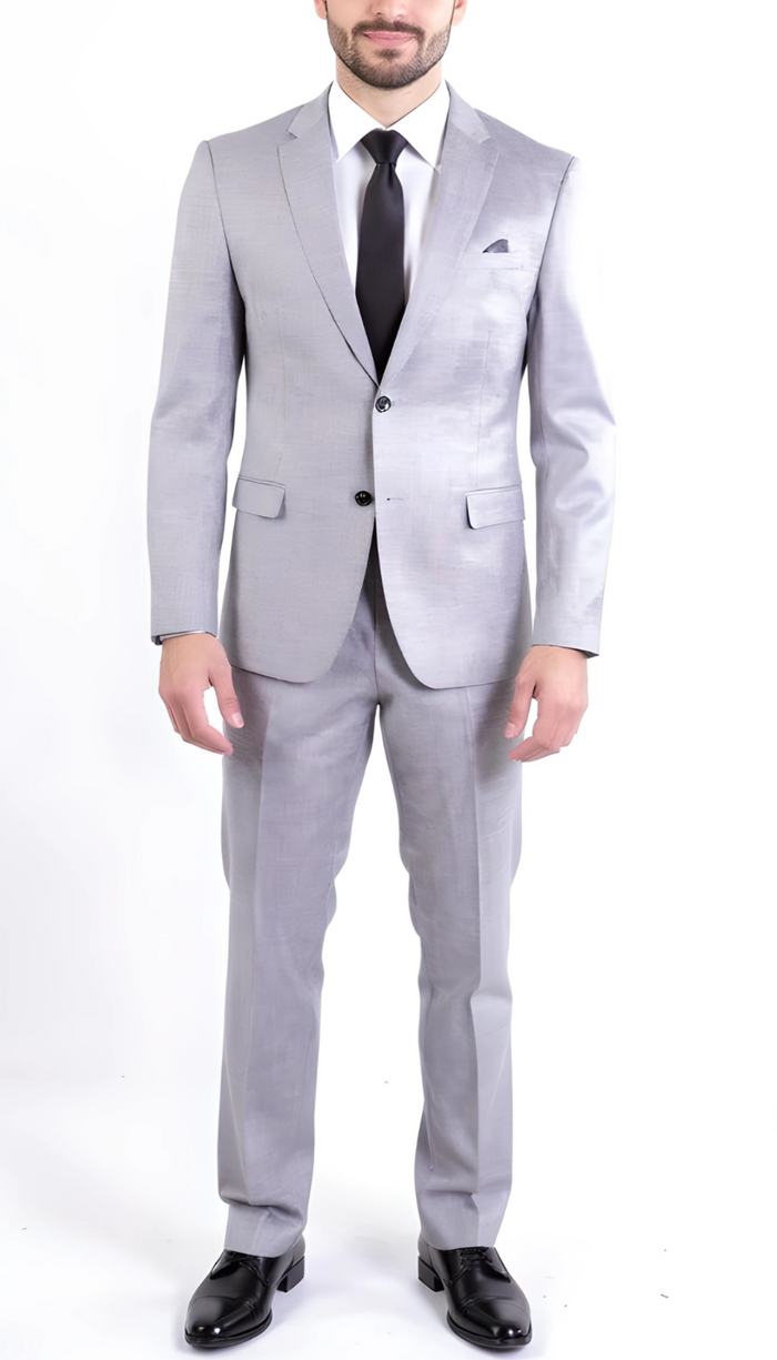 Ferrecci Nelson Men's Grey 2 Button Slim Fit Notch Lapel Suit