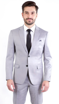 Ferrecci Nelson Men's Grey 2 Button Slim Fit Notch Lapel Suit