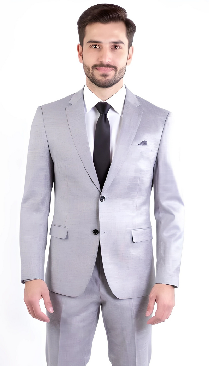 Ferrecci Nelson Men's Grey 2 Button Slim Fit Notch Lapel Suit