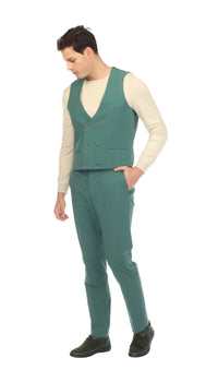 Men's Hunter Green Grant Double Breasted Seersucker Vest