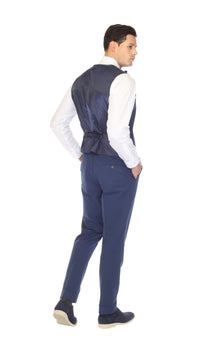 Men's Blue Grant Double Breasted Seersucker Vest
