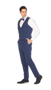 Men's Blue Grant Double Breasted Seersucker Vest