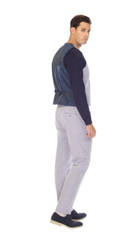 Men's Navy Grant Double Breasted Seersucker Vest