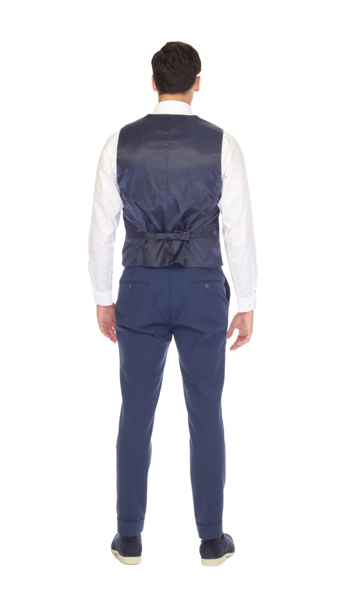 Men's Blue Grant Double Breasted Seersucker Vest