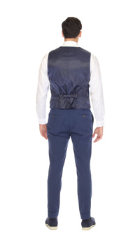 Men's Blue Grant Double Breasted Seersucker Vest