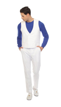 Men's White Grant Double Breasted Seersucker Mens Vest
