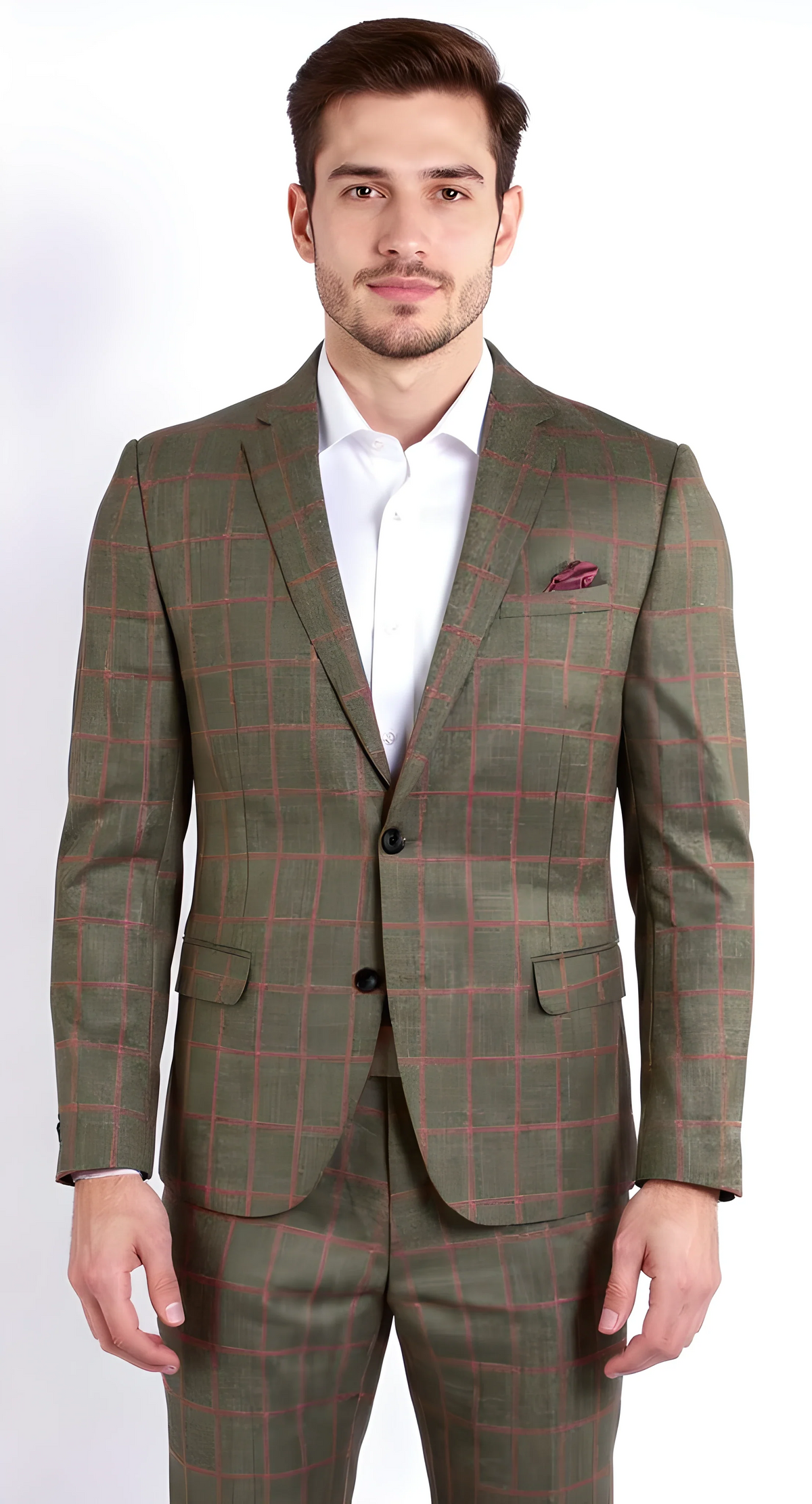 THE WINDSOR CHECK MENS 2 BUTTON SLIM FIT SUIT