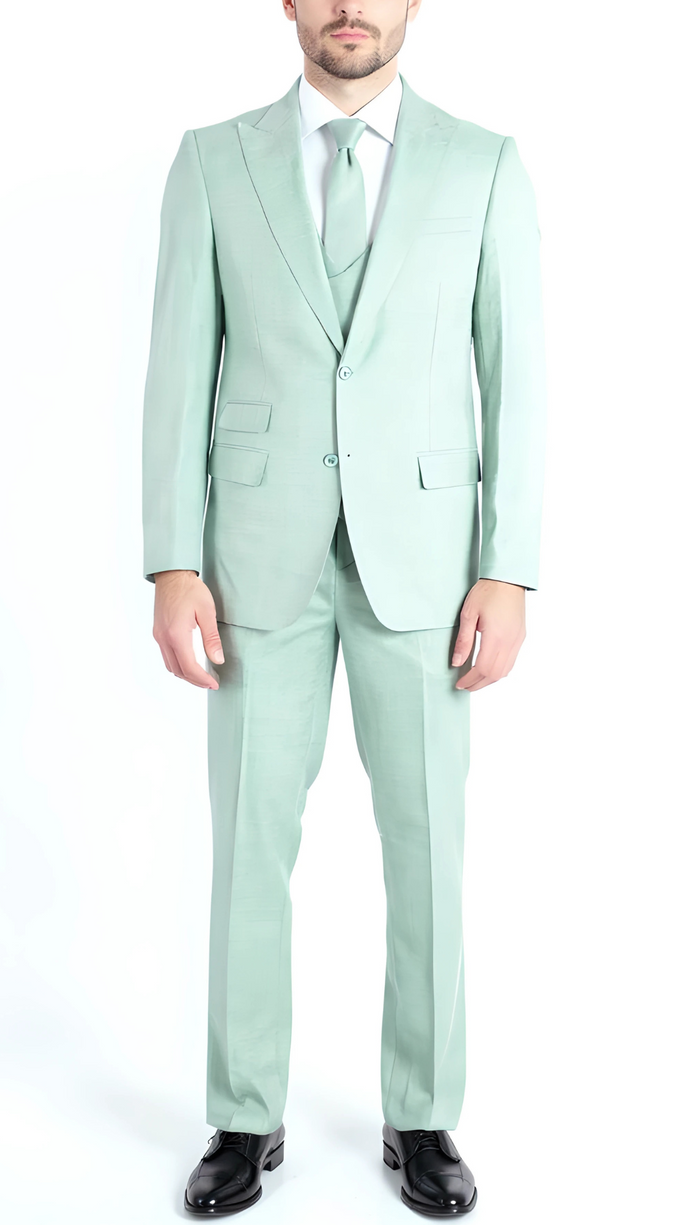 Rockford Hunter Green Peak Lapel Double Breasted Suit - Slim Fit