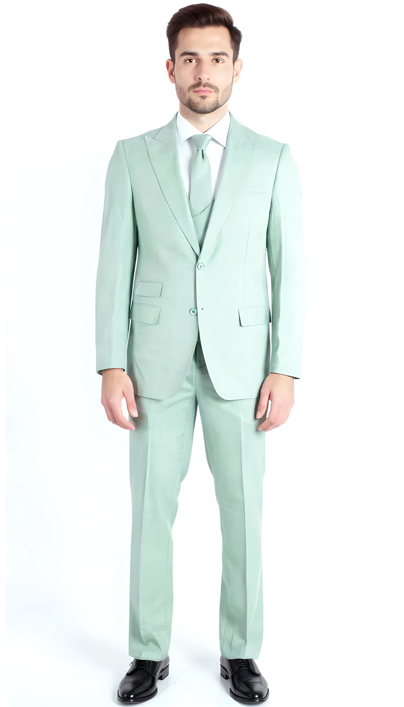 Rockford Hunter Green Peak Lapel Double Breasted Suit - Slim Fit