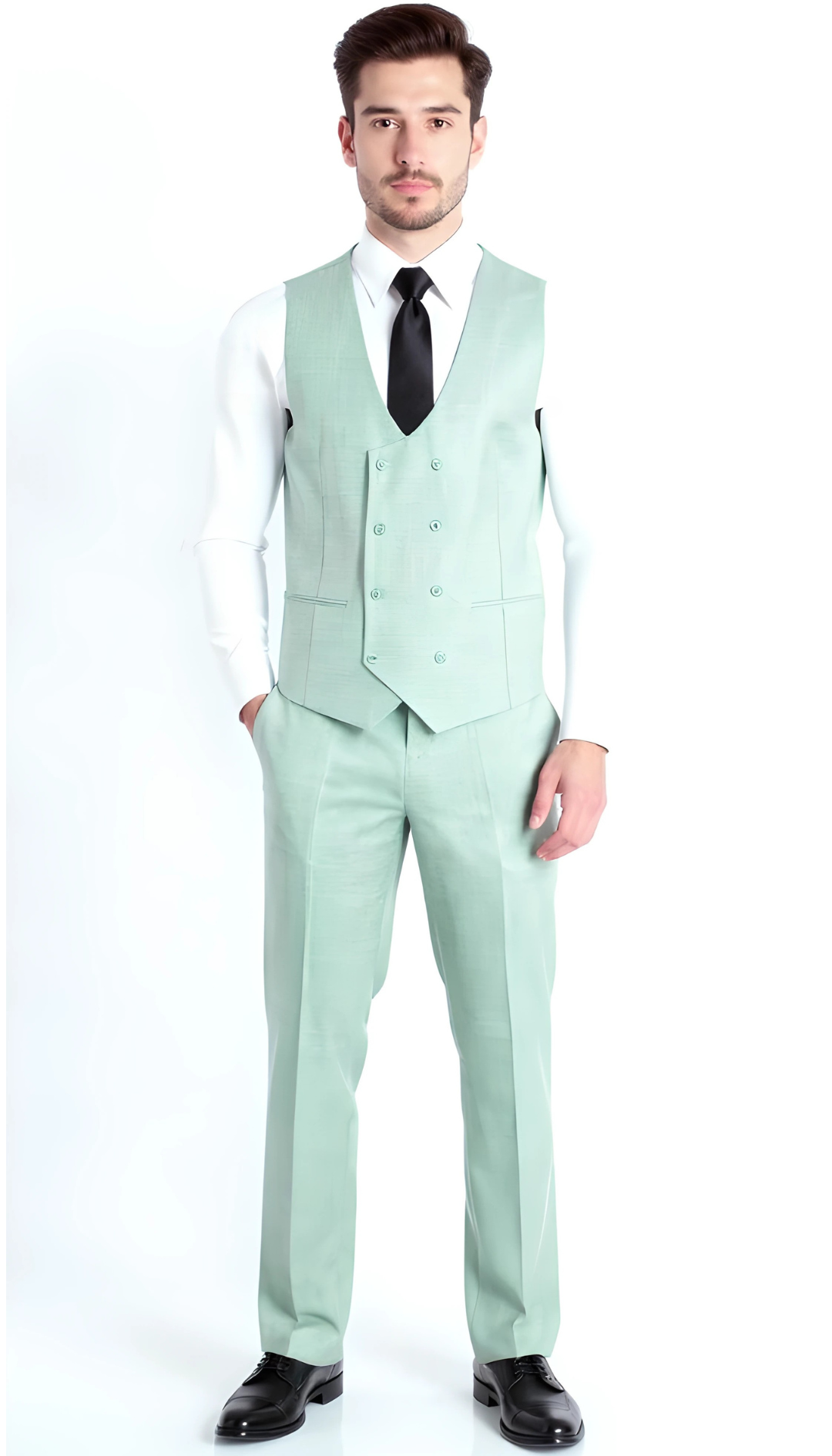 Rockford Hunter Green Peak Lapel Double Breasted Suit - Slim Fit