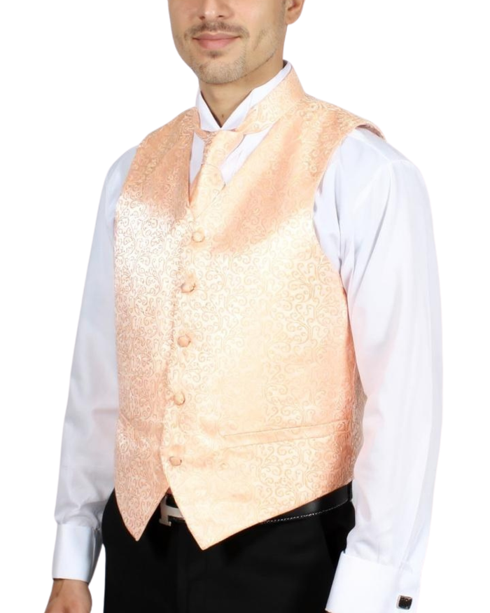 Ferrecci Mens PV50-7 Peach with Cream Back Vest Set