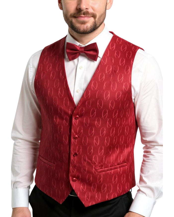 Ferrecci Mens PV100 - Red with Red Back Vest Set