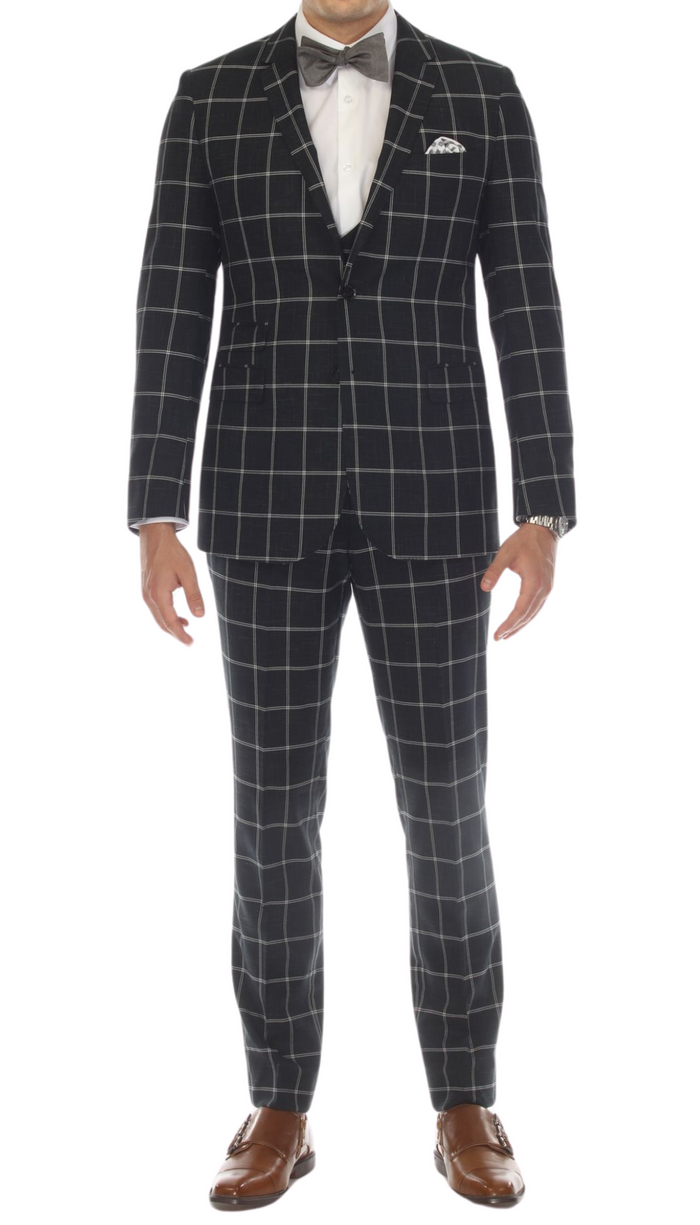 Copper Hunter Green Mens 2 Button Slim Notch Lapel Suit With Pick Stiching "U" Shaped Vest Double Breasted Vest - 36R/30W