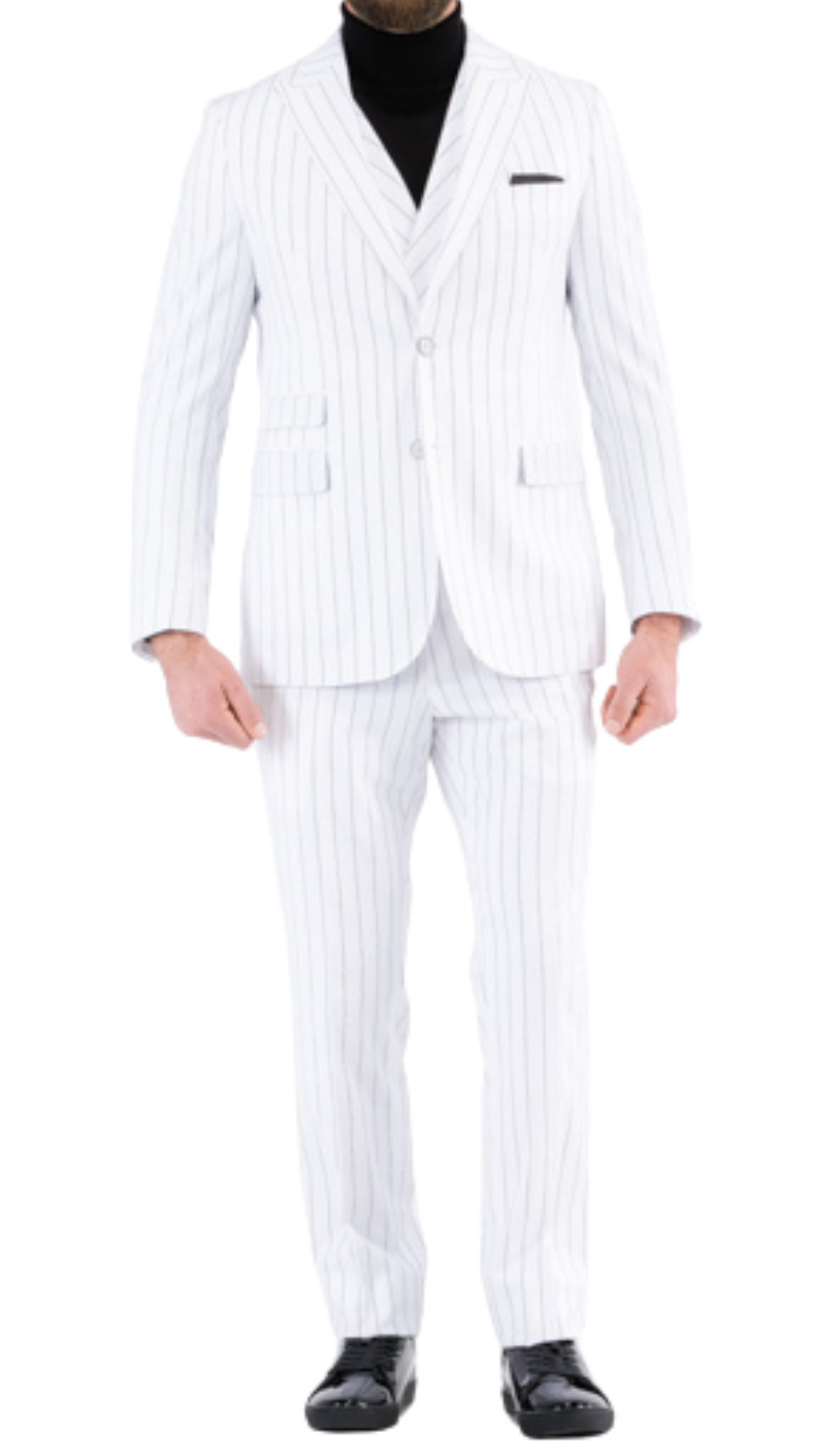 Bellagio White Black Mens 2 Button Slim Peak Lapel Suit With Pick Stitching Ticket Pocket Double Breasted Vest With Shawl Lapel