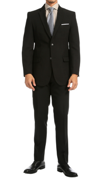 PL1969 Mens Black Regular Fit 2pc Suit Big & Tall Sizes