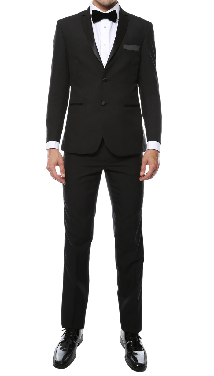 Paul Lorenzo MMTUX Black Slim Fit 2pc Tuxedo