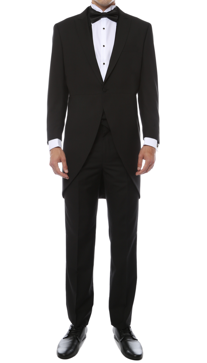 Ferrecci Men's Black Cutaway Regular Fit 2 Piece Tuxedo Suit