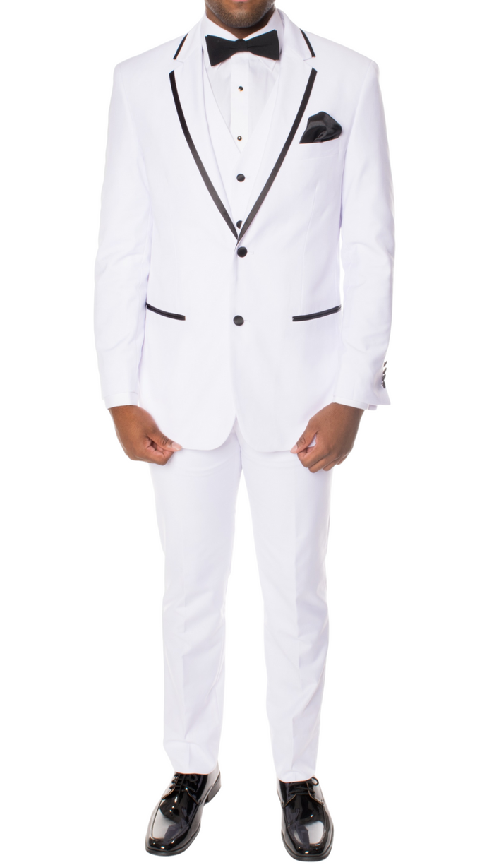 Celio White & Black 3 piece Slim Fit Tuxedo