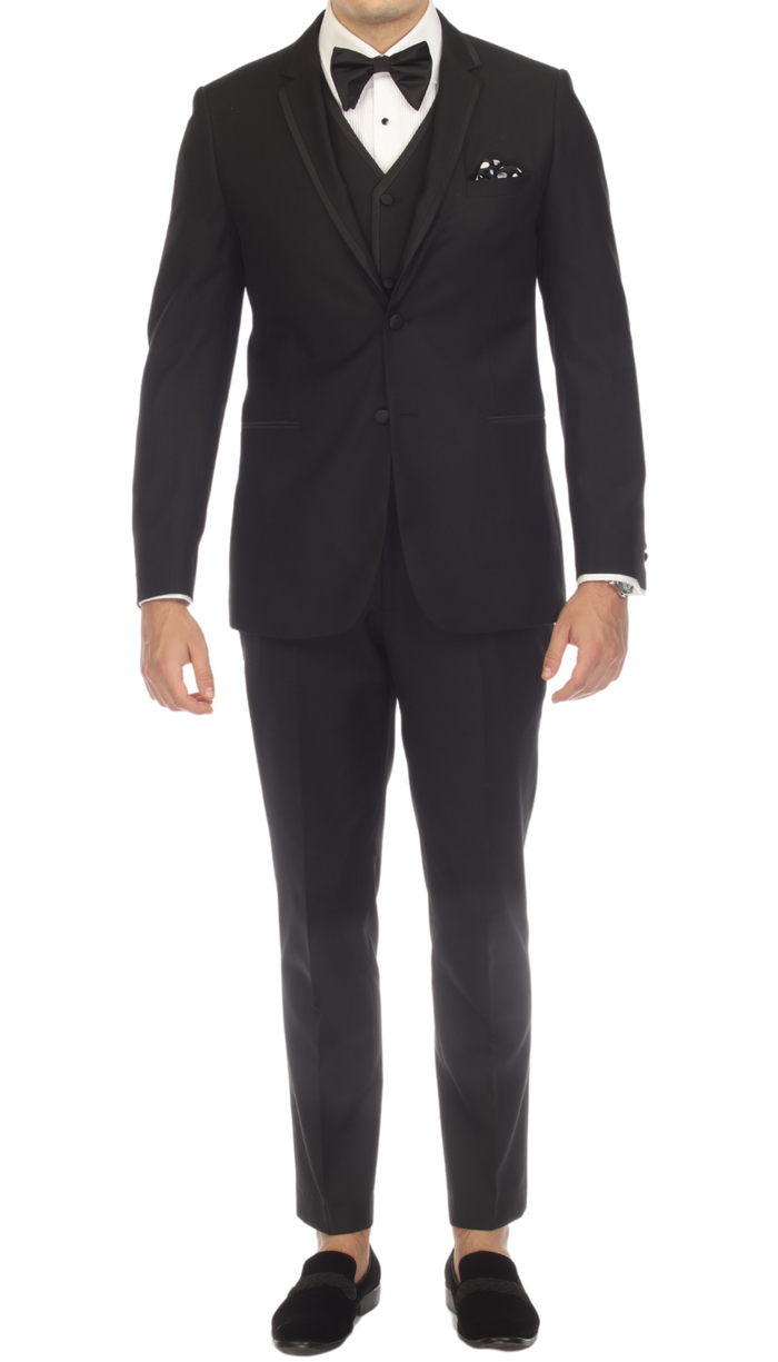 Celio Black Slim Fit Notch Lapel 2 Piece Tuxedo