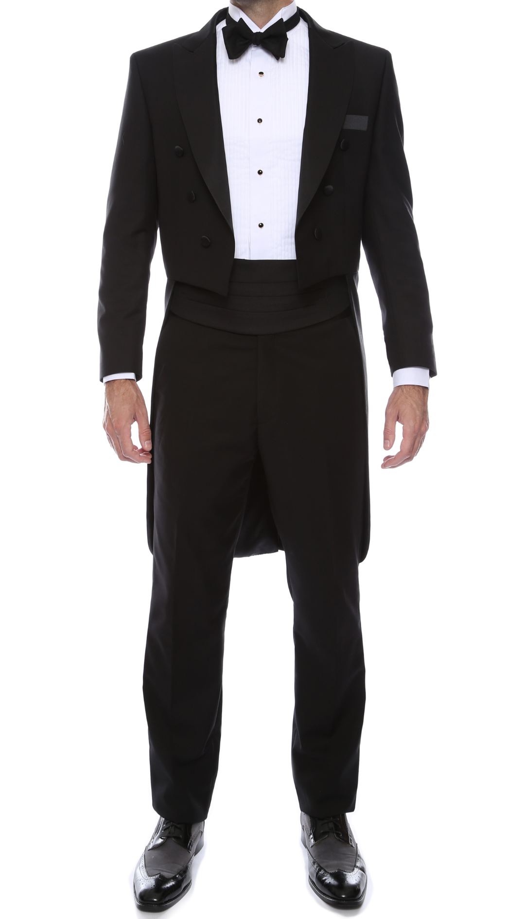 Ferrecci Men’s Regular Fit Peak Lapel Black Tailcoat Tuxedo Set