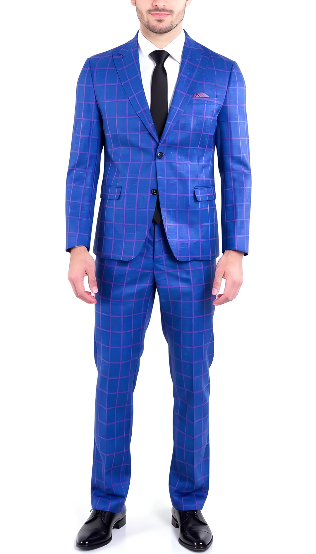 The Kingston Mens Blue Checker Slim Fit 3 Piece Suit