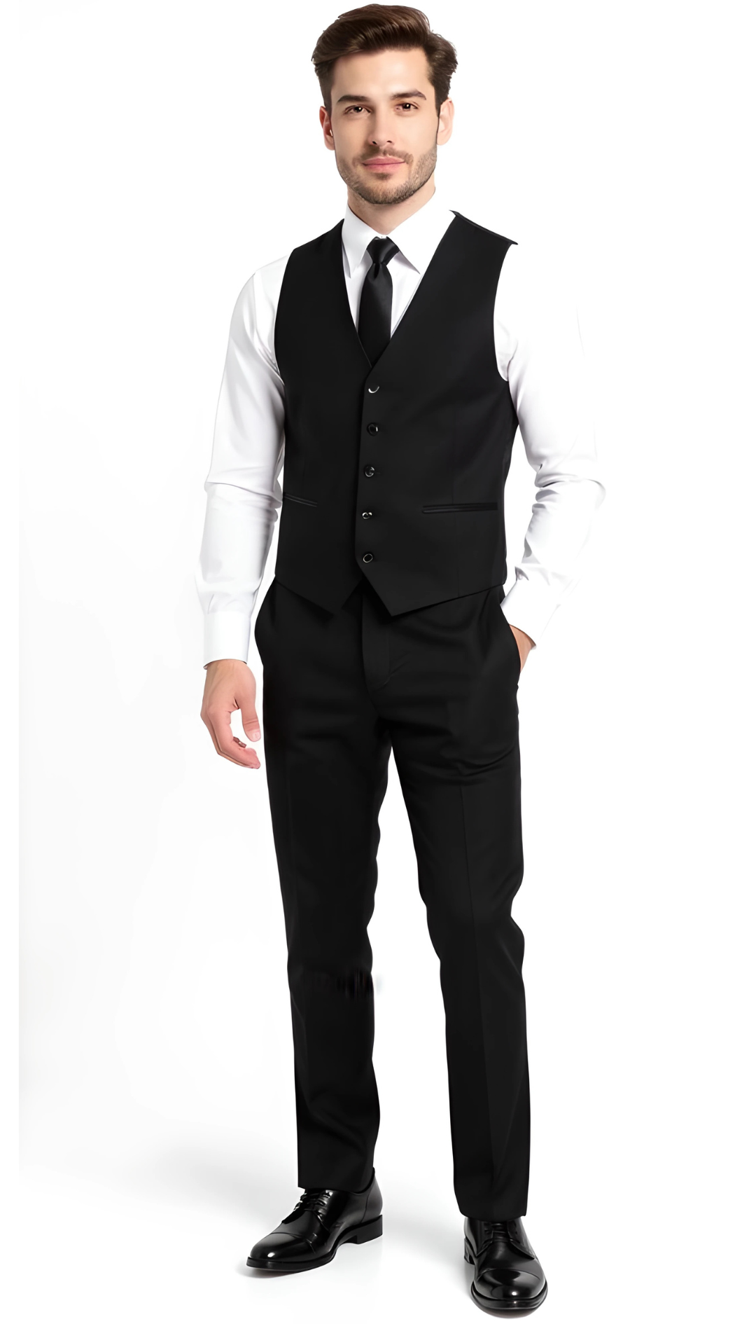 JAX MENS 2 BUTTON NOTCH LAPEL PICK STITCHING 3 PC SLIM FIT SUIT