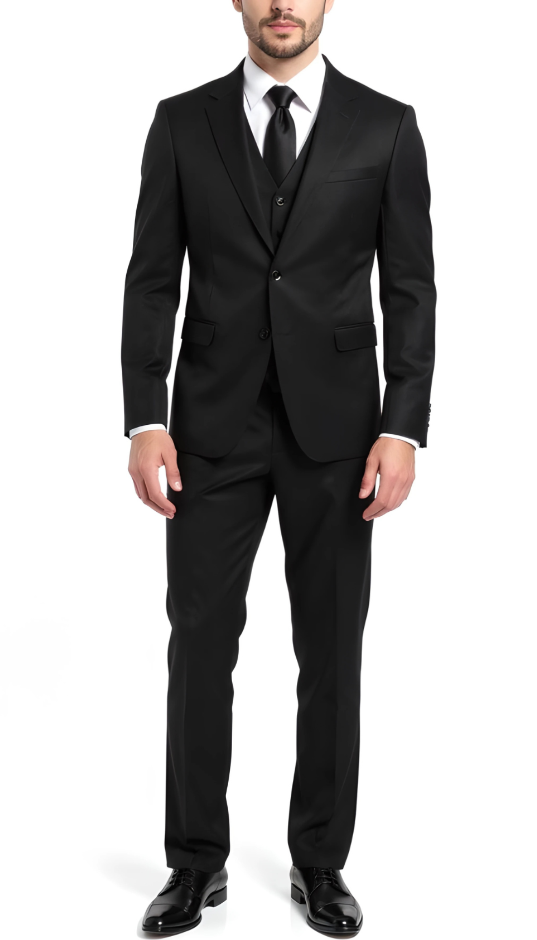 JAX MENS 2 BUTTON NOTCH LAPEL PICK STITCHING 3 PC SLIM FIT SUIT