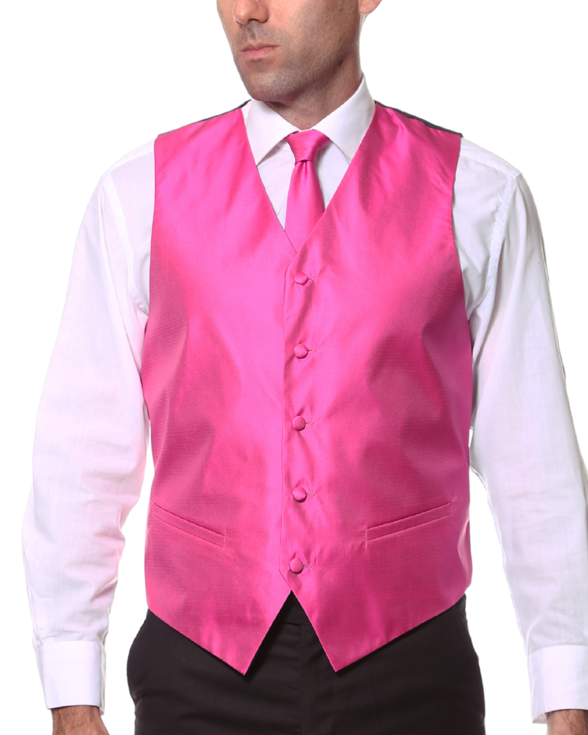 Ferrecci Mens PV450 - Fuchsia with Black Back Adjustable Textured Vest Set
