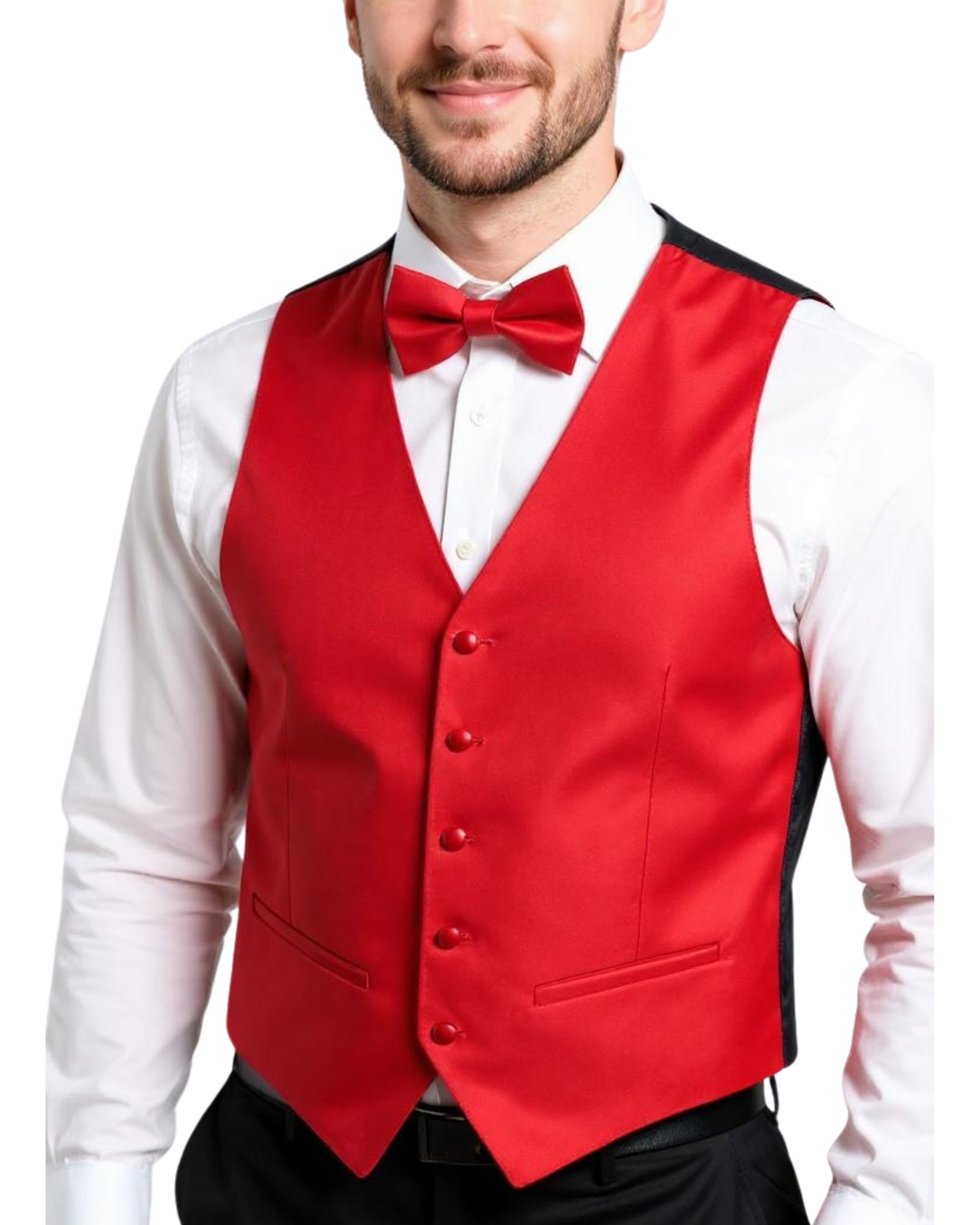 Ferrecci Mens PV450 - Red with Black Back Adjustable Textured Vest Set