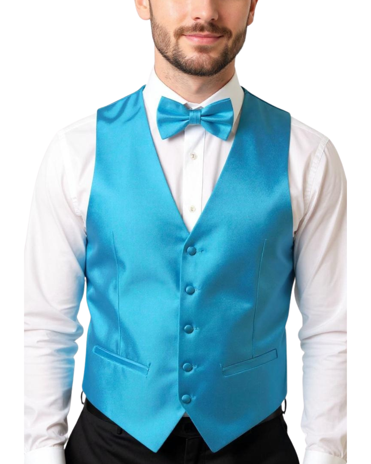 Ferrecci Mens PV450 - Turquoise with White Back Adjustable Textured Vest Set