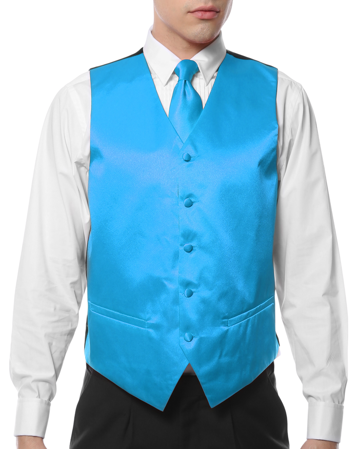 Ferrecci Mens PV600 - Turquoise with Black Back Adjustable Vest Set