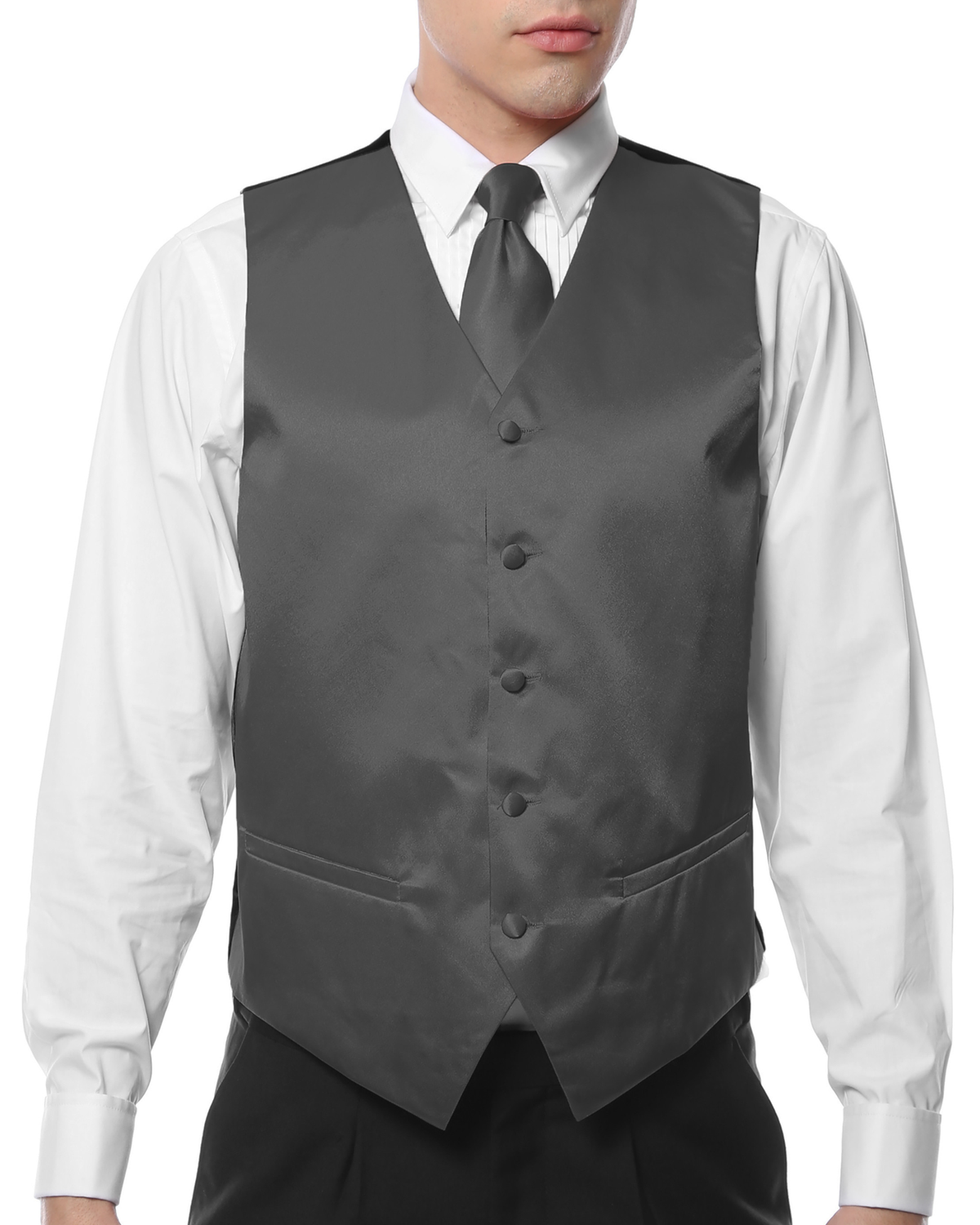 Ferrecci Mens PV600 - Gray with Black Back Adjustable Vest Set