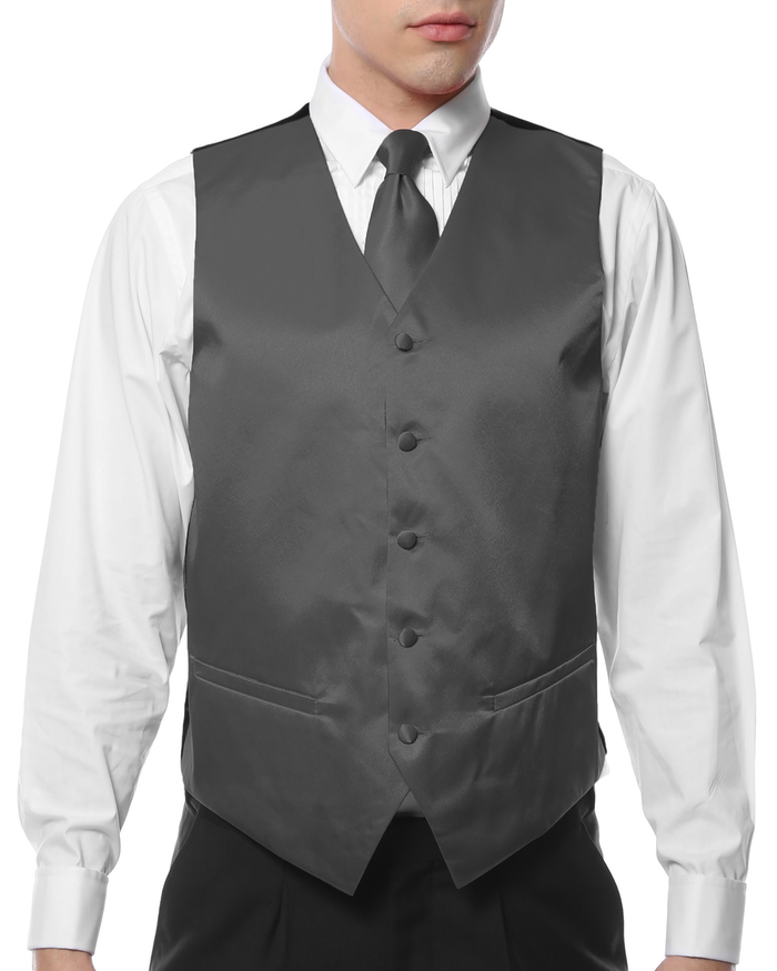 Ferrecci Mens PV600 - Gray with Black Back Adjustable Vest Set