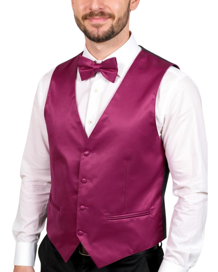 Ferrecci Mens PV600 - Magenta with Black Back Adjustable Vest Set