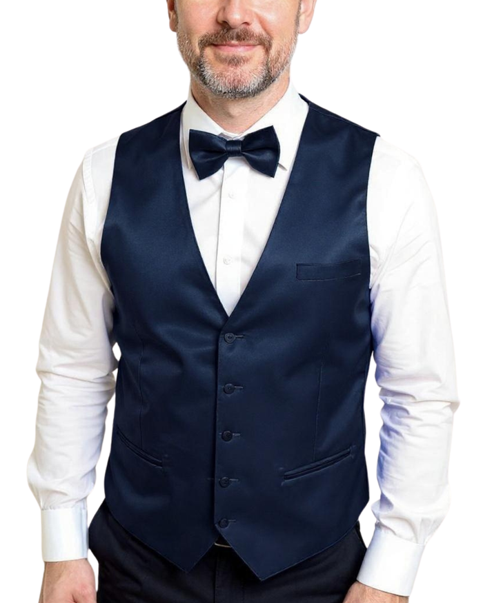 Ferrecci Mens PV600 - Navy Blue with Black Back Adjustable Vest Set