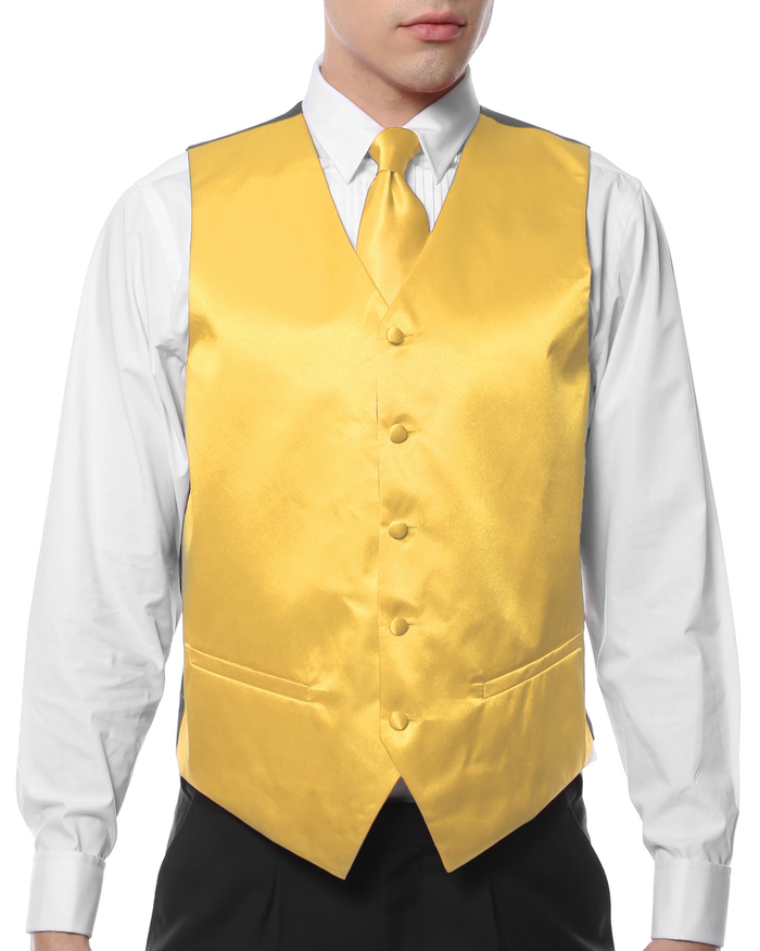 Ferrecci Mens PV600 -  Yellow with Yellow Back Adjustable Vest Set
