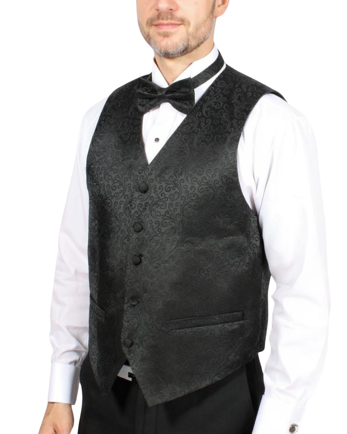 Ferrecci Mens PV50-4 Black with Black Back Vest Set