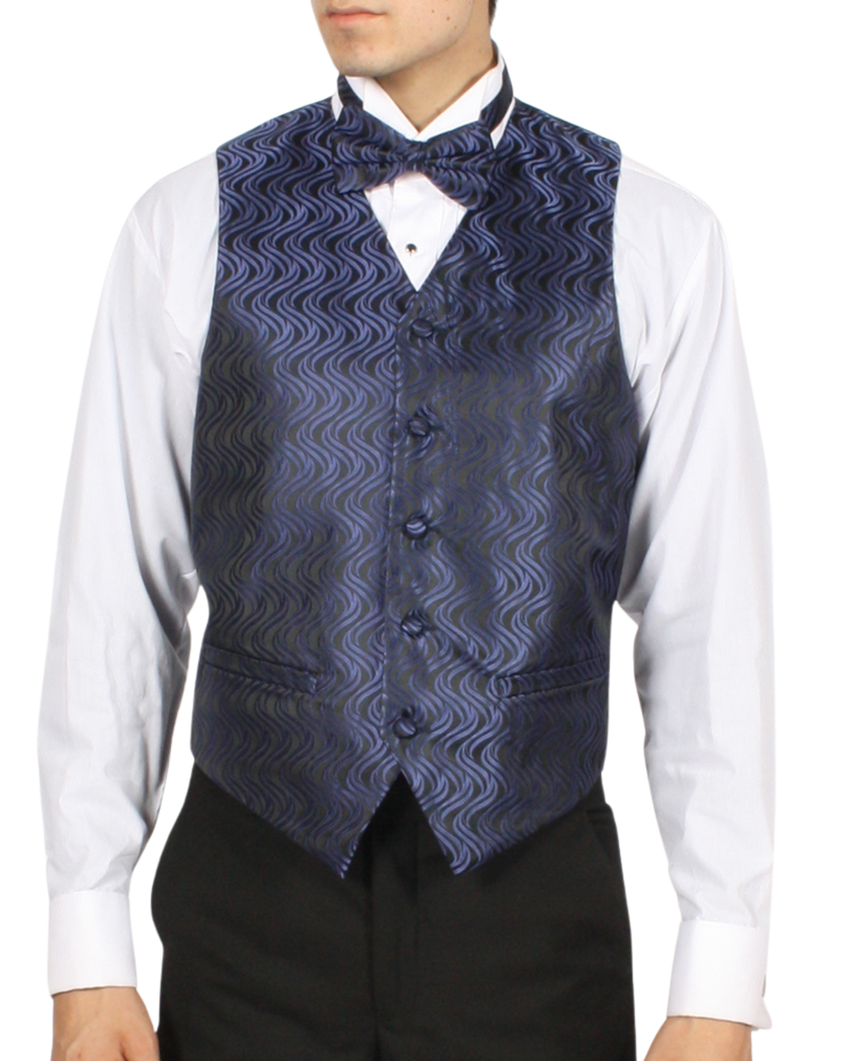 Ferrecci Mens PV150 - Navy/Black with Black Back Adjustable Vest Set