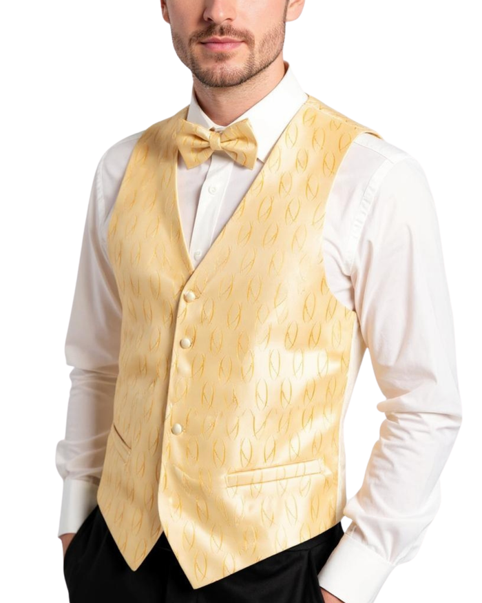 Ferrecci Mens PV100 - Gold with Creme Back Vest Set