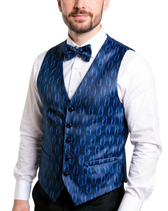Ferrecci Mens PV100 - Black/Blue with Black Back Vest Set
