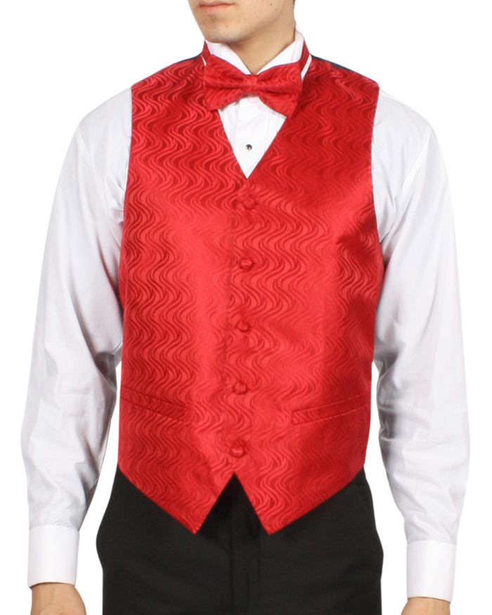 Ferrecci Mens PV150 - Red with Red Back Adjustable Vest Set