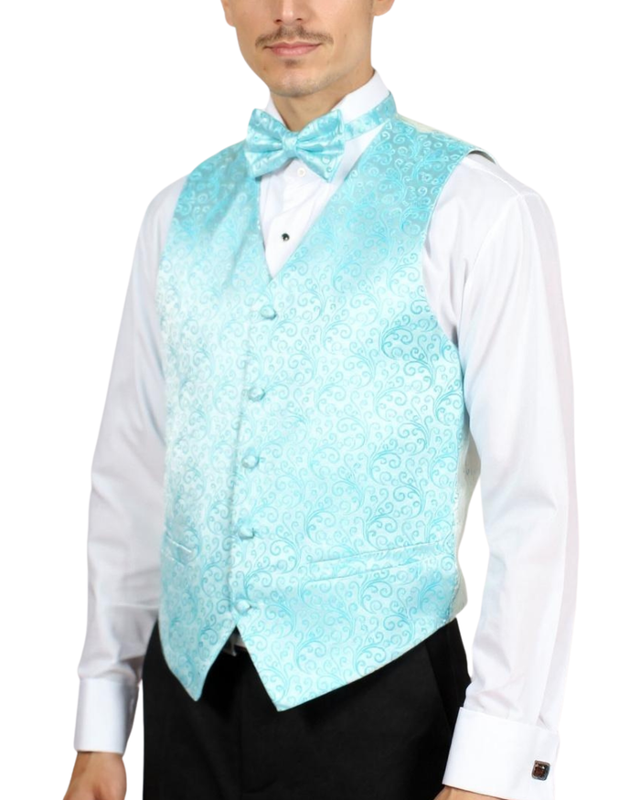 Ferrecci Mens PV50-6 Turquoise with Turquoise Back Vest Set