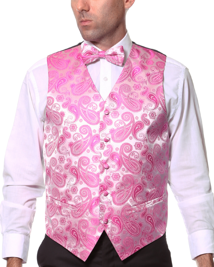 Ferrecci Mens PV350 - Fuchsia with Black Back Adjustable Vest Set